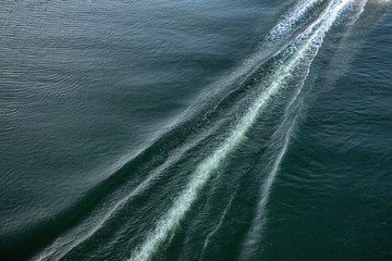 view of the trail on the water from the boat