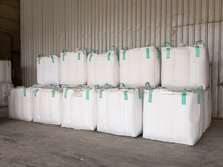Jumbo bags that contain the rice , rice mill Thailand.