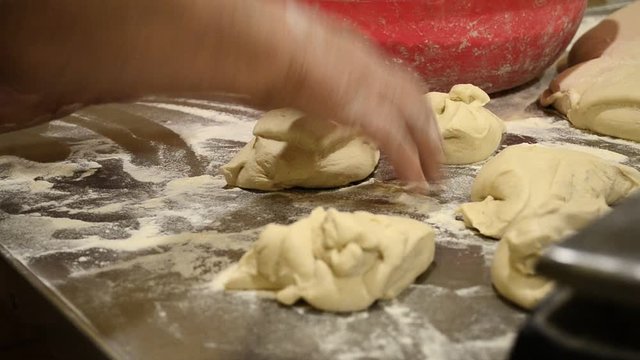 In the kitchen preparing Armenian lavash, close-up