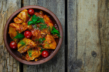 stewed chicken with tomatoes and herbs