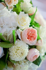 beautiful flower composition with white and pink flowers