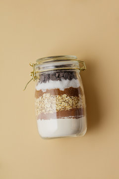 Chocolate Chips Cookie Mix In Glass Jar