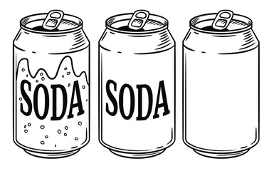 Vector illustration soda can isolated on white background. Hand drawn style sketch. For restaurant or cafe drink menu - obrazy, fototapety, plakaty