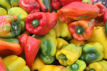 Obraz na płótnie Canvas closeup of peppers on display at the market