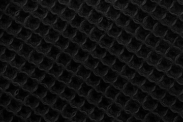 Black natural texture of knitted wool textile material background. dark  cotton fabric woven canvas texture