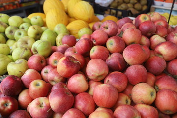 Naklejka na ściany i meble closeup of apples exposed to the market