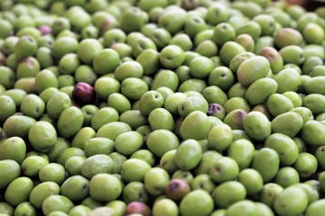 closeup of olives exposed to the market