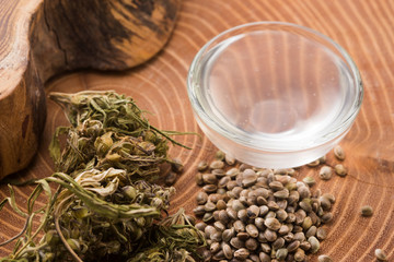 Cannabis extract with leaves