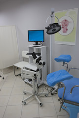 Fototapeta na wymiar Gynecological room interior with medical equipment