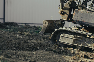 Excavator mechanical part for digging. Machines and mechanisms for construction.