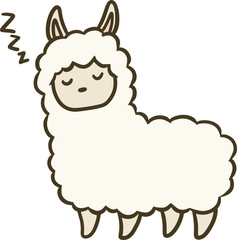 アルパカのイラスト(眠り顔)