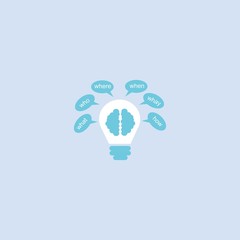 creative idea bulb and brain icon logo, design template, design symbol vector illustration 
