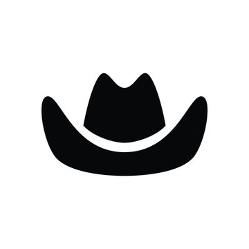 Simple and clean cowboy head icon. cow boy hat logo silhouette.