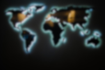 blurred background world map with backlight