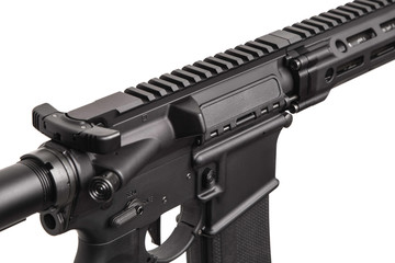 Modern automatic rifle isolated on white