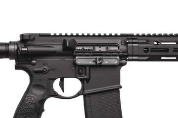 Modern automatic rifle isolated on white