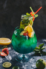 long island cocktail with many fruits