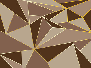 Abstract brown polygon artistic geometric with gold line background