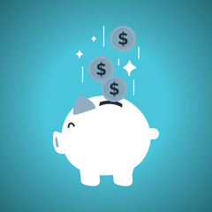 Piggy savings with coins money