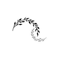 Vector illustration - two twigs isolated. Twig silhouette - vegetation