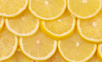 Sliced lemons sliced in rows