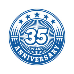 35 years logo. Thirty-five years anniversary celebration logo design. Vector and illustration.