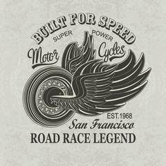 Vintage motorcycle San Francisco poster , t-shirt  print.