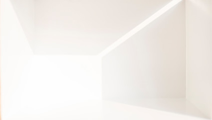 Inside the white room, there is an empty space with light and shadow.