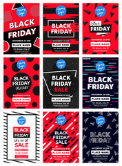 Black Friday a4 Flyer Banner poster template vector illustration Background greeting card set pack