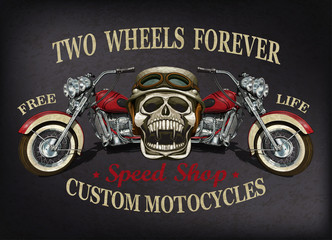 Vintage custom motorcycle  poster , t-shirt  print.