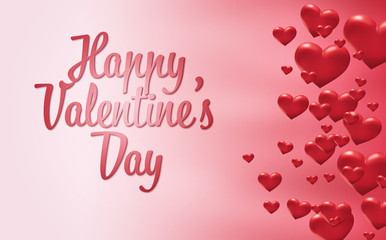 Valentine's day concept background. Photoshop illustration. Red and pink hearts. Cute love sale banner or greeting card