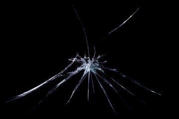 abstraction crack on broken glass and mirror on an isolated background