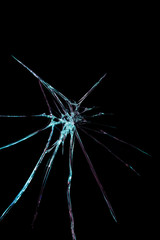 Fototapeta premium abstraction crack on broken glass and mirror on an isolated background