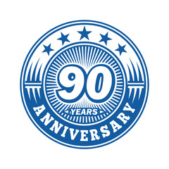 90 years logo. Ninety years anniversary celebration logo design. Vector and illustration.