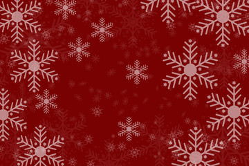 White snowflakes beautiful on a red background