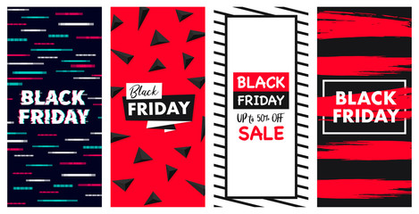 Black Friday DL Flyer Banner poster template vector illustration Background greeting card set pack