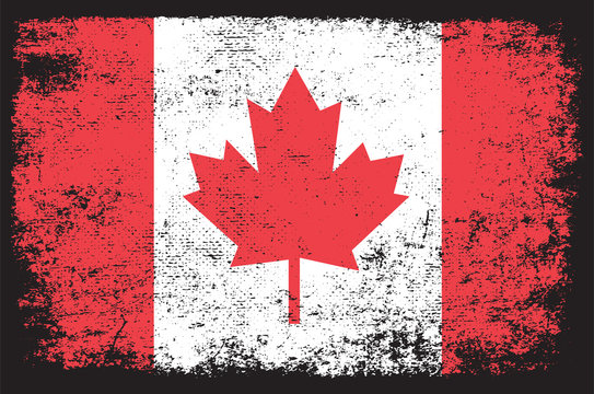 Canada flag in grunge style premium vector