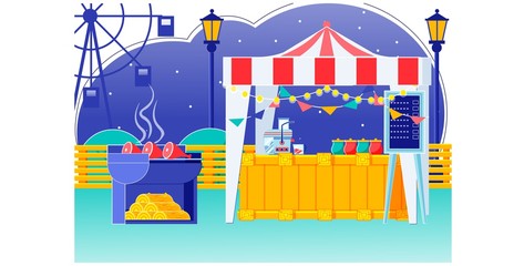 Food Fair Tent with Bunting on Roof at Carnival