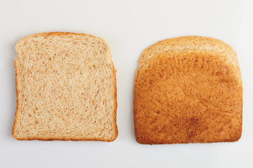 Back and front side of square bread