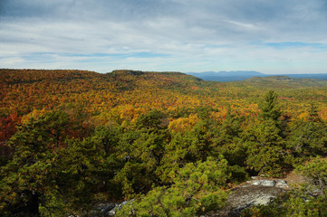 Fototapeta premium Colorful mountains range in autumn season with red, green,orange, and golden foliage, state park vivid trees.