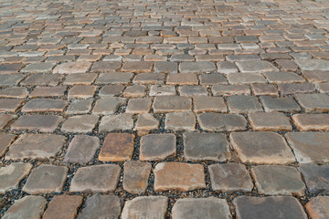 Texture of an old european paving road