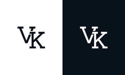 Minimalist line art letter VK logo. This logo icon incorporate with two letter in the creative way.