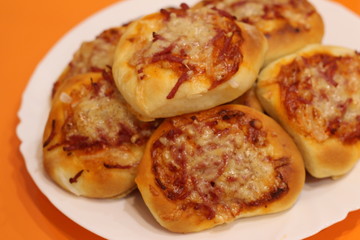 homemade pizza on orange background