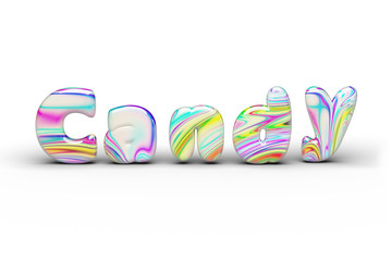 Sweets Candy multi-colored Candy word. 3D Render.