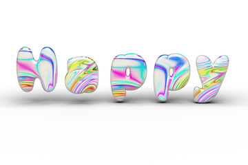 Sweets Candy multi-colored Happy word. 3D Render.