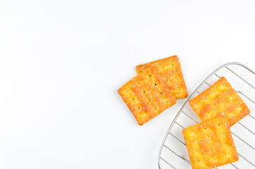 Sugar crackers on white background.