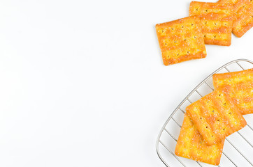 Sugar crackers on white background.