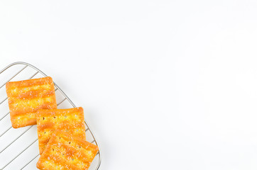 Sugar crackers on white background.