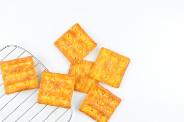 Sugar crackers on white background.