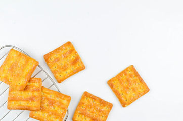 Sugar crackers on white background.